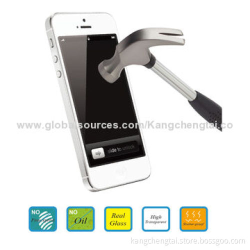 High-transparent Tempered-glass Screen Protector for iPhone 5/5S, 0.2mm Thickness, Anti-fingerprint
